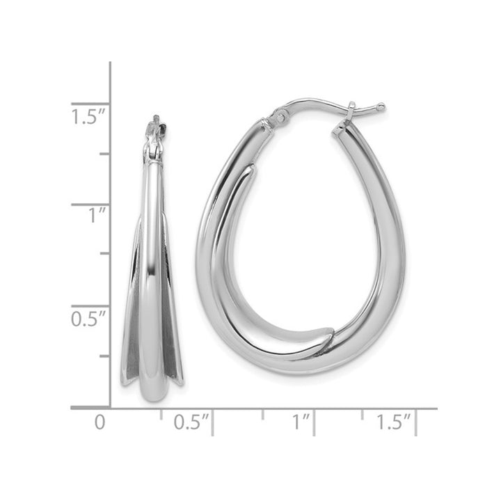 Sterling Silver Polished Fancy Oval Hoop Earrings Image 4