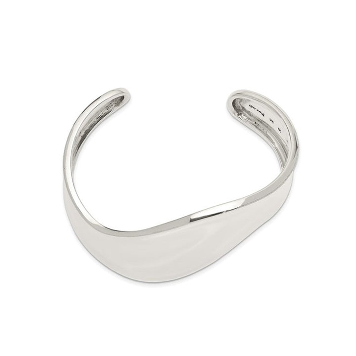 Sterling Silver Polished Wave Cuff Bangle Bracelet Image 4