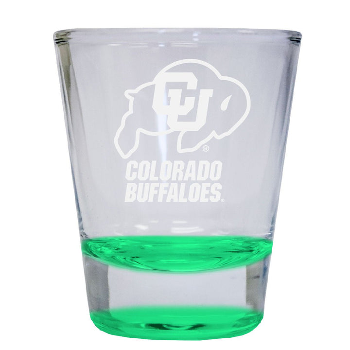 Colorado Buffaloes 2 oz Engraved Shot Glass Round Officially Licensed Collegiate Product Image 1