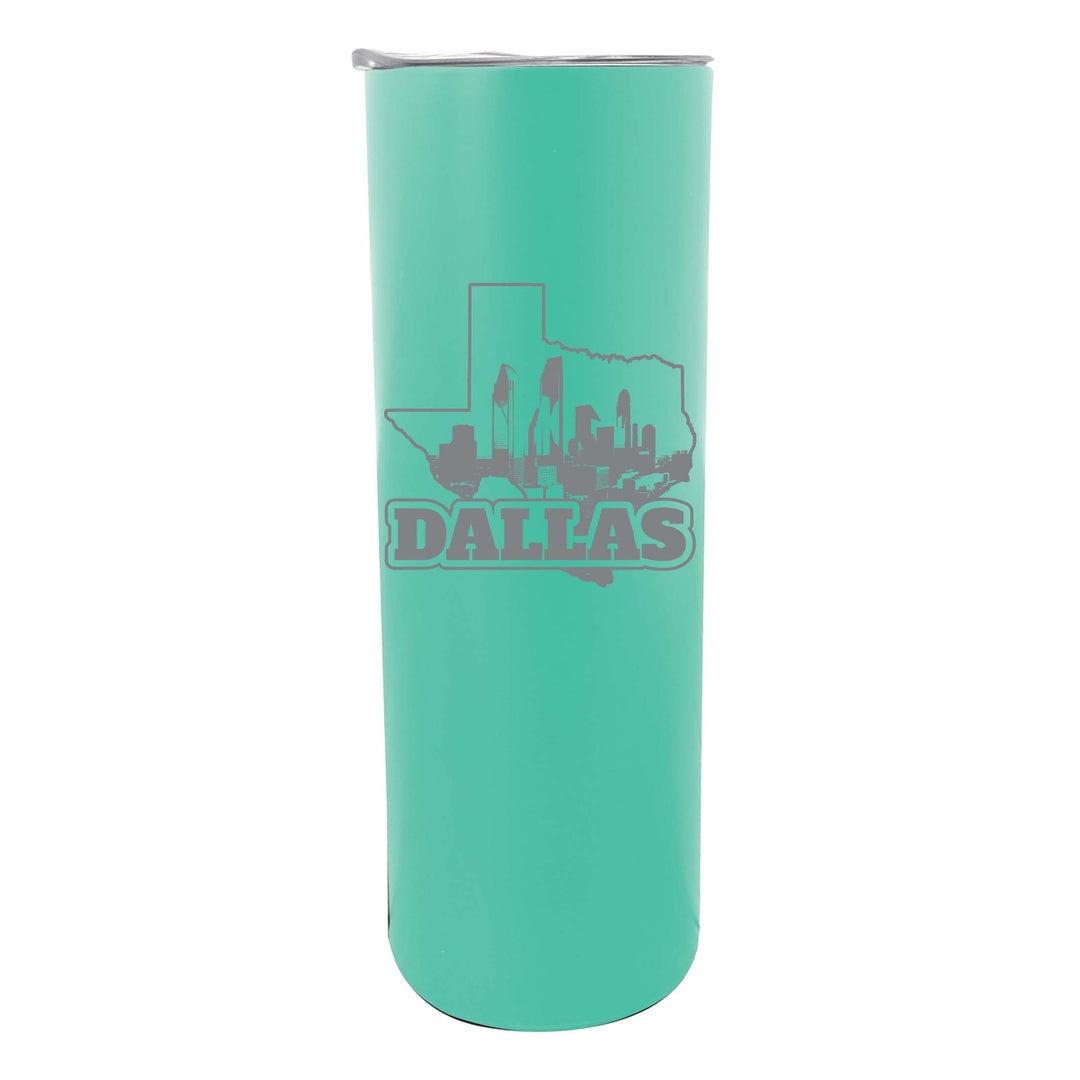 Dallas Texas Souvenir 20 oz Engraved Insulated Stainless Steel Skinny Tumbler Image 2