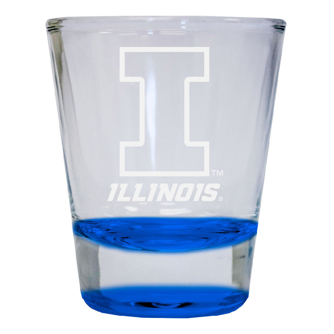 Illinois Fighting Illini 2 oz Engraved Shot Glass Round Officially Licensed Collegiate Product Image 1