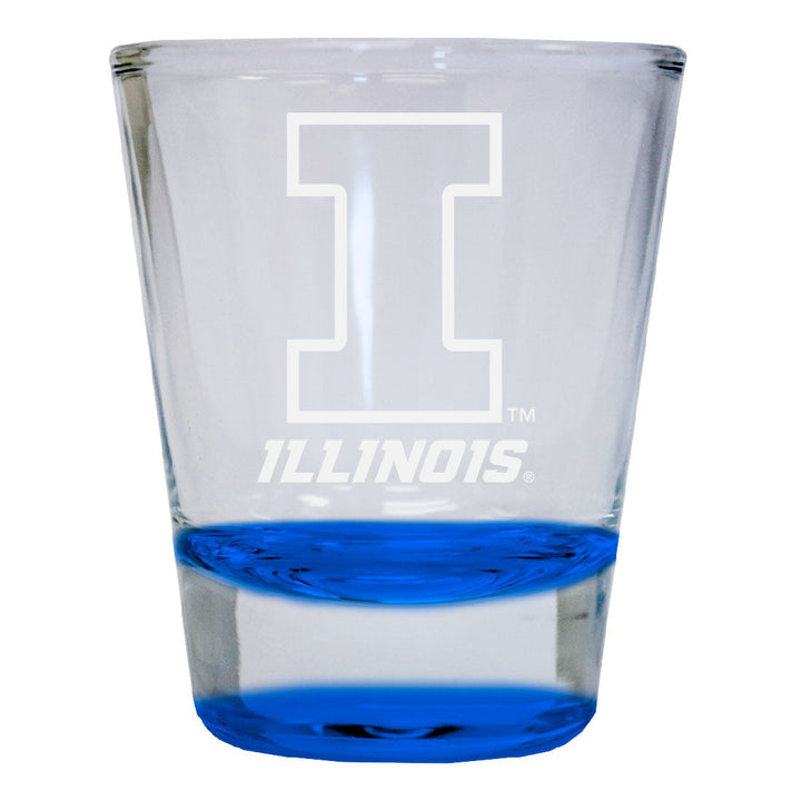 Illinois Fighting Illini 2 oz Engraved Shot Glass Round Officially Licensed Collegiate Product Image 1