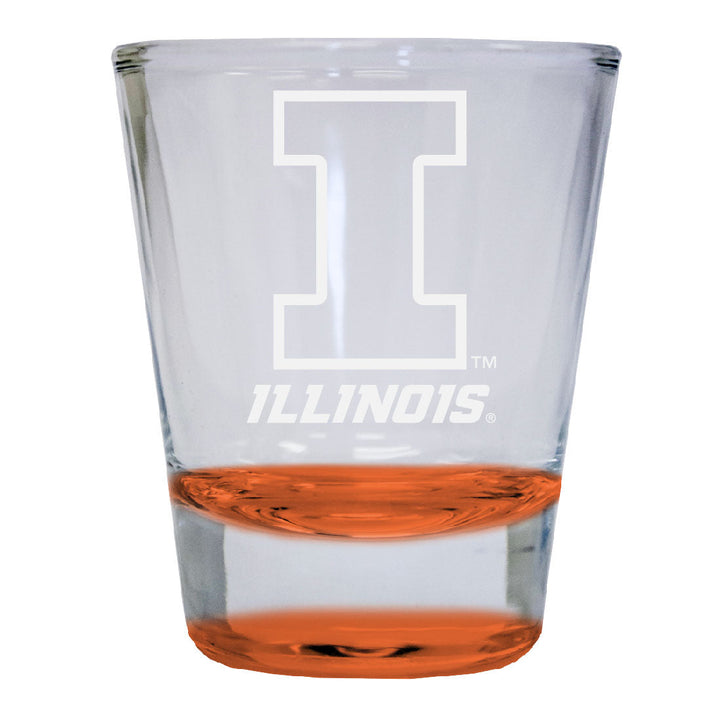 Illinois Fighting Illini 2 oz Engraved Shot Glass Round Officially Licensed Collegiate Product Image 2