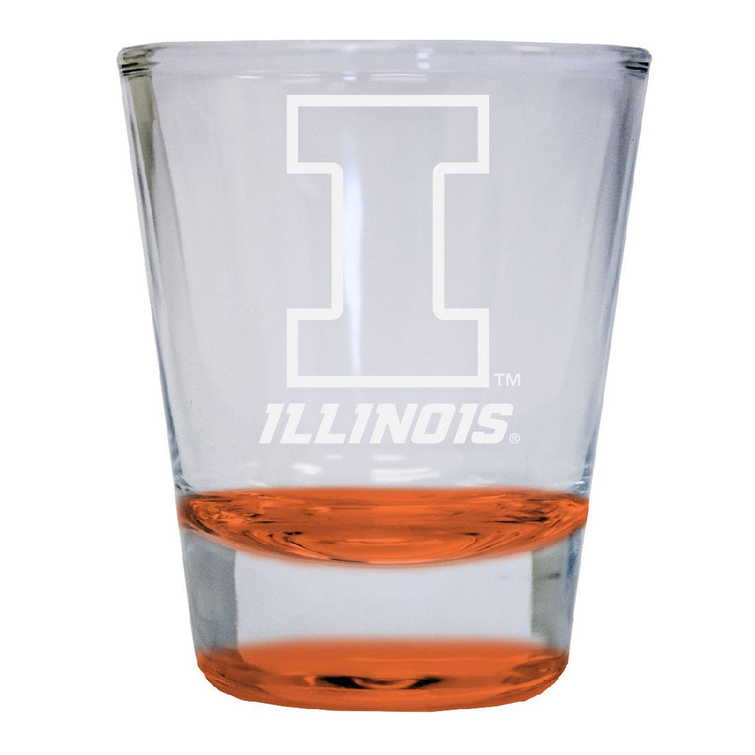 Illinois Fighting Illini 2 oz Engraved Shot Glass Round Officially Licensed Collegiate Product Image 1