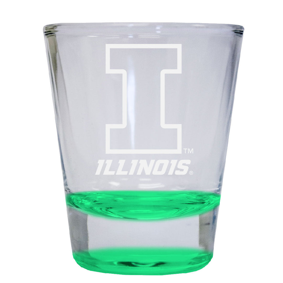 Illinois Fighting Illini 2 oz Engraved Shot Glass Round Officially Licensed Collegiate Product Image 3