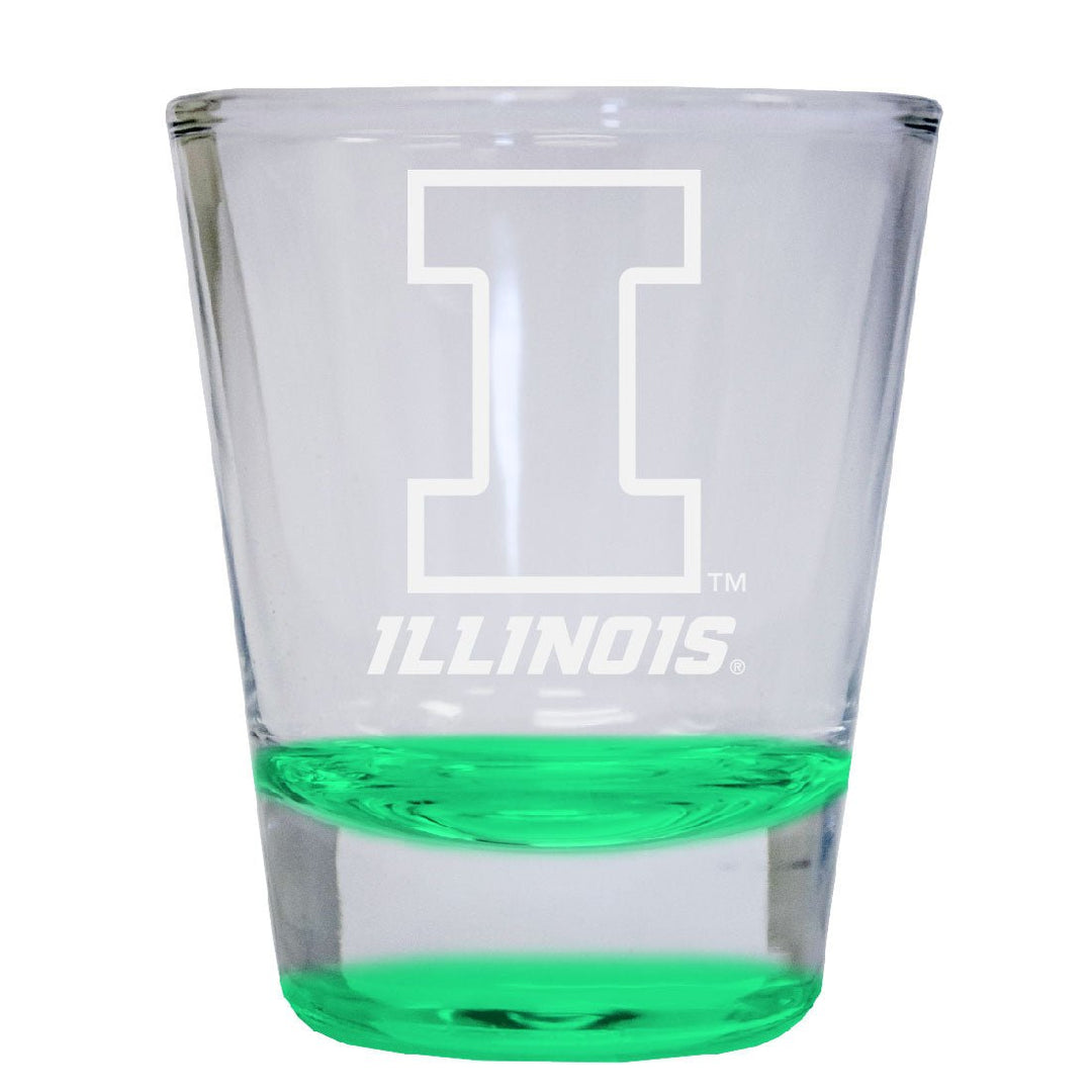 Illinois Fighting Illini 2 oz Engraved Shot Glass Round Officially Licensed Collegiate Product Image 1