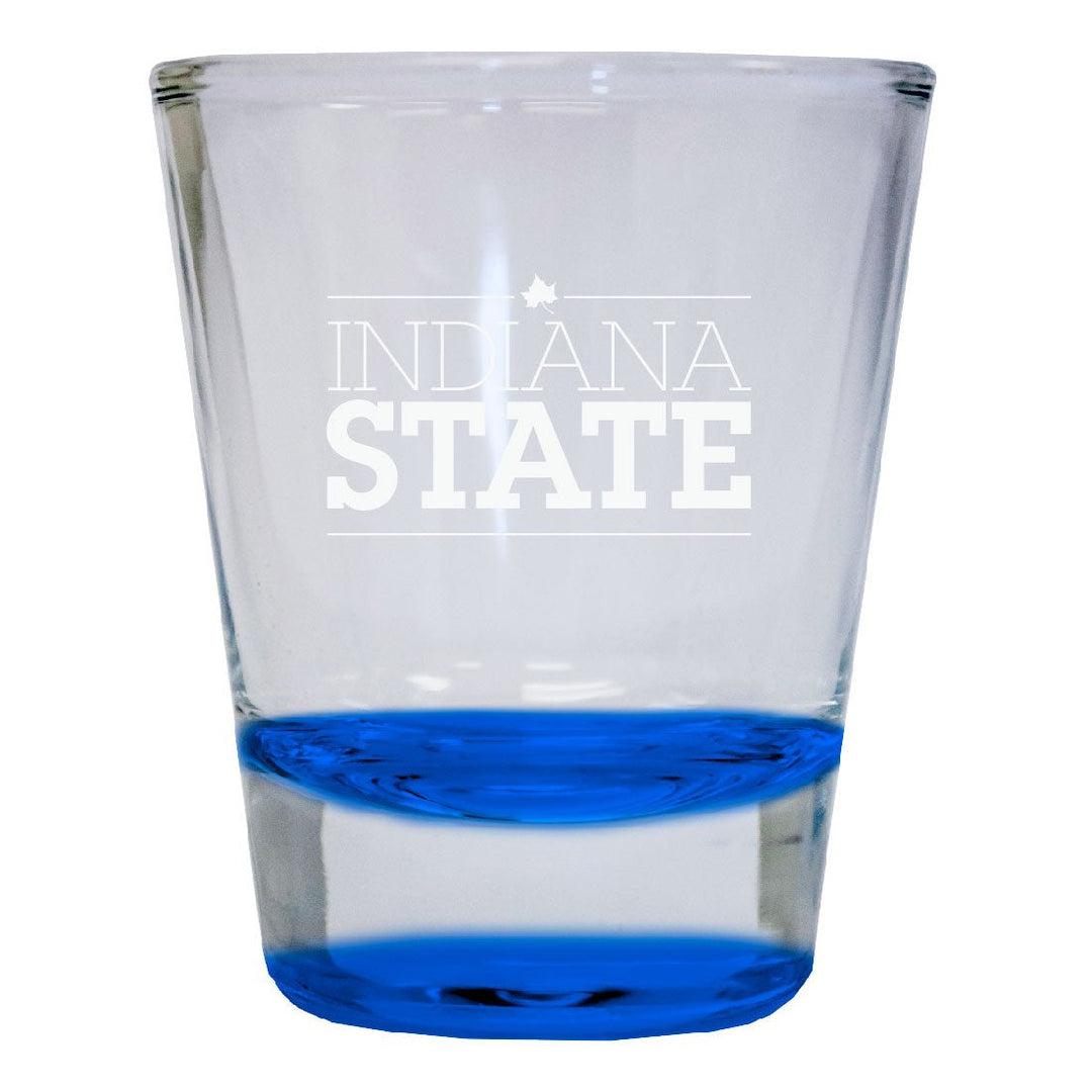 Indiana State University 2 oz Engraved Shot Glass Round Officially Licensed Collegiate Product Image 1