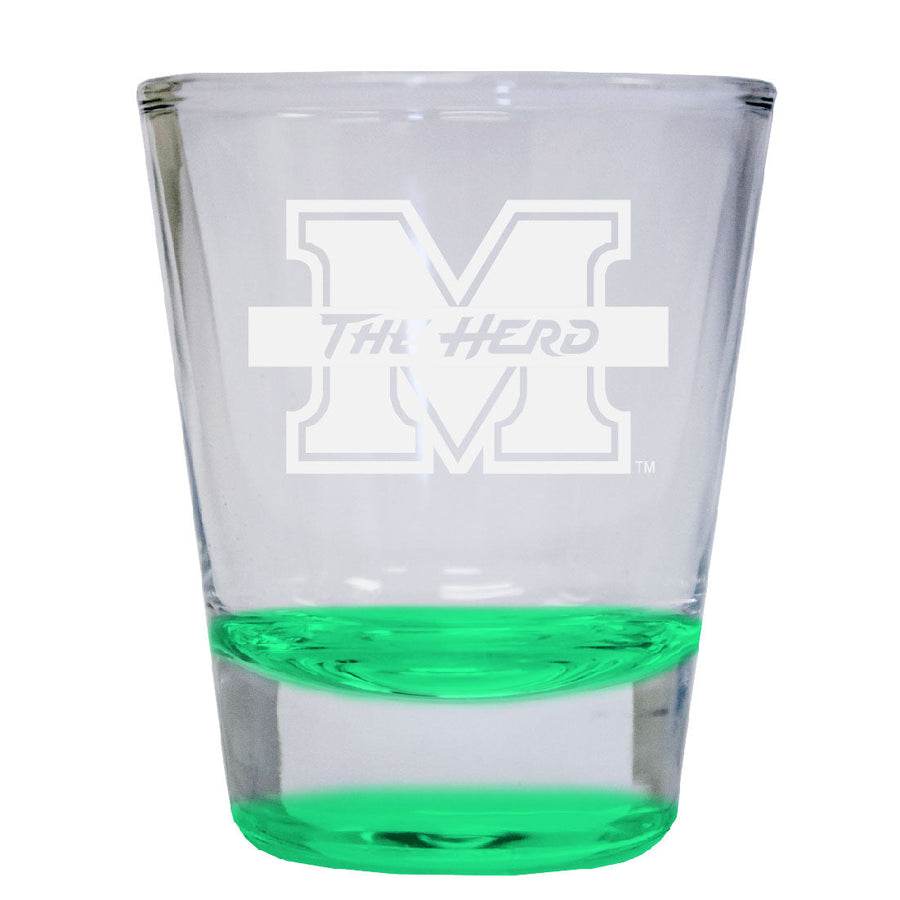 Marshall Thundering Herd 2 oz Engraved Shot Glass Round Officially Licensed Collegiate Product Image 1