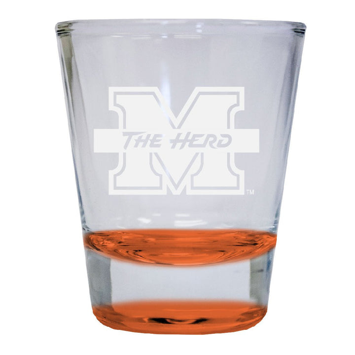 Marshall Thundering Herd 2 oz Engraved Shot Glass Round Officially Licensed Collegiate Product Image 1