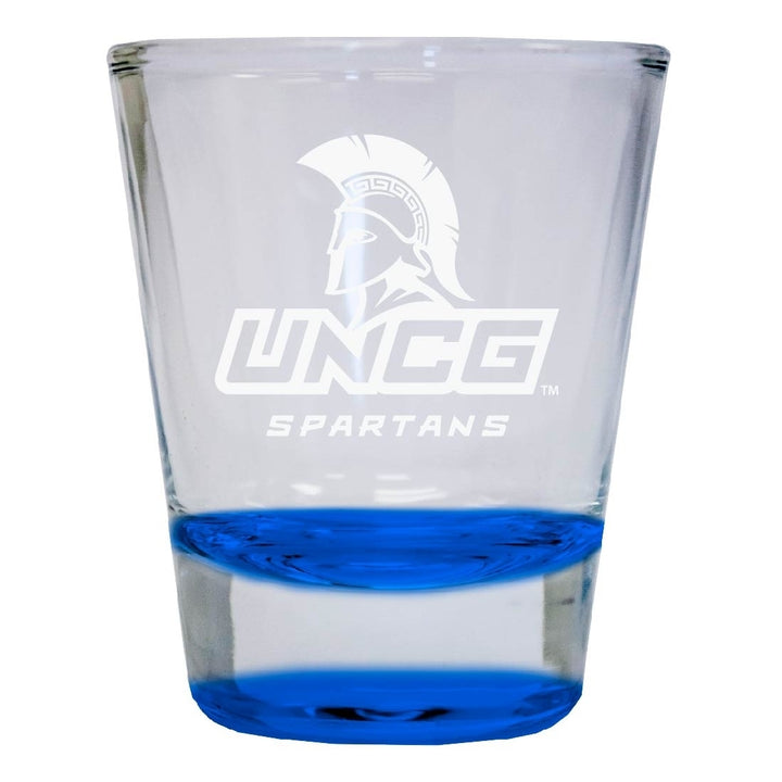 North Carolina Greensboro Spartans 2 oz Engraved Shot Glass Round Officially Licensed Collegiate Product Image 4