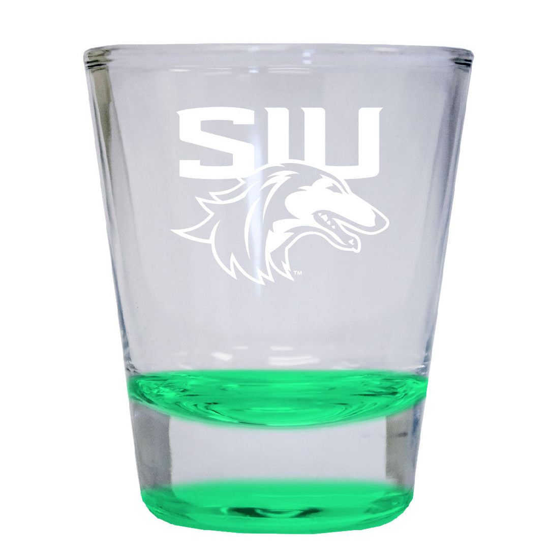 Southern Illinois Salukis 2 oz Engraved Shot Glass Round Officially Licensed Collegiate Product Image 1