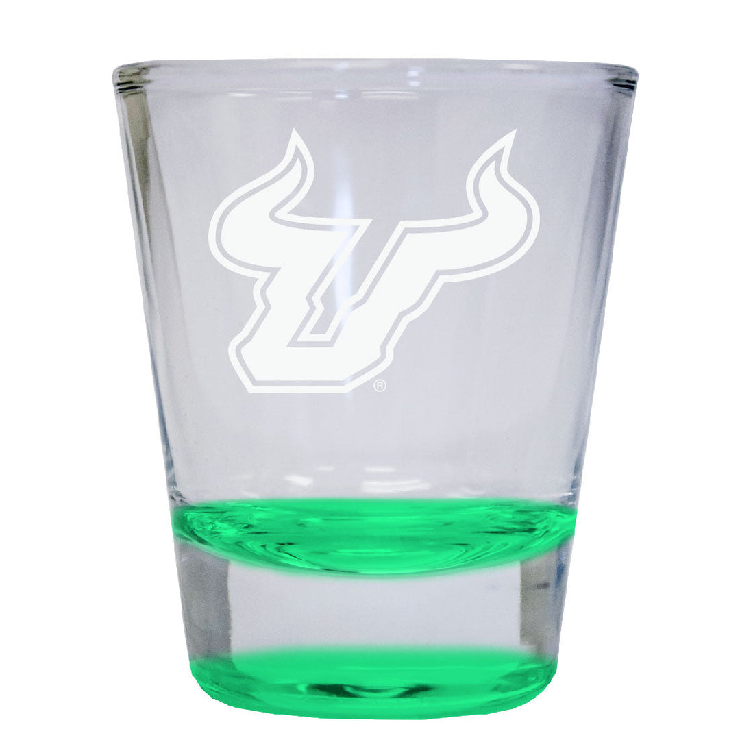 South Florida Bulls 2 oz Engraved Shot Glass Round Officially Licensed Collegiate Product Image 1