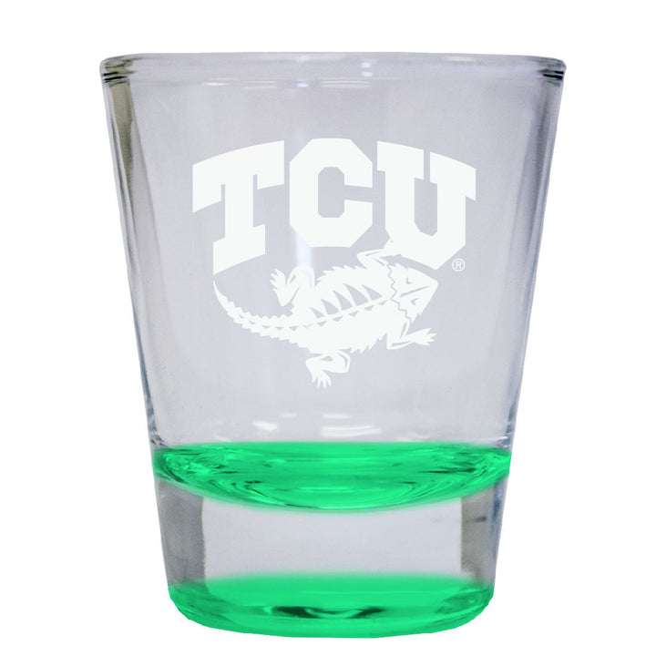 Texas Christian University 2 oz Engraved Shot Glass Round Officially Licensed Collegiate Product Image 1