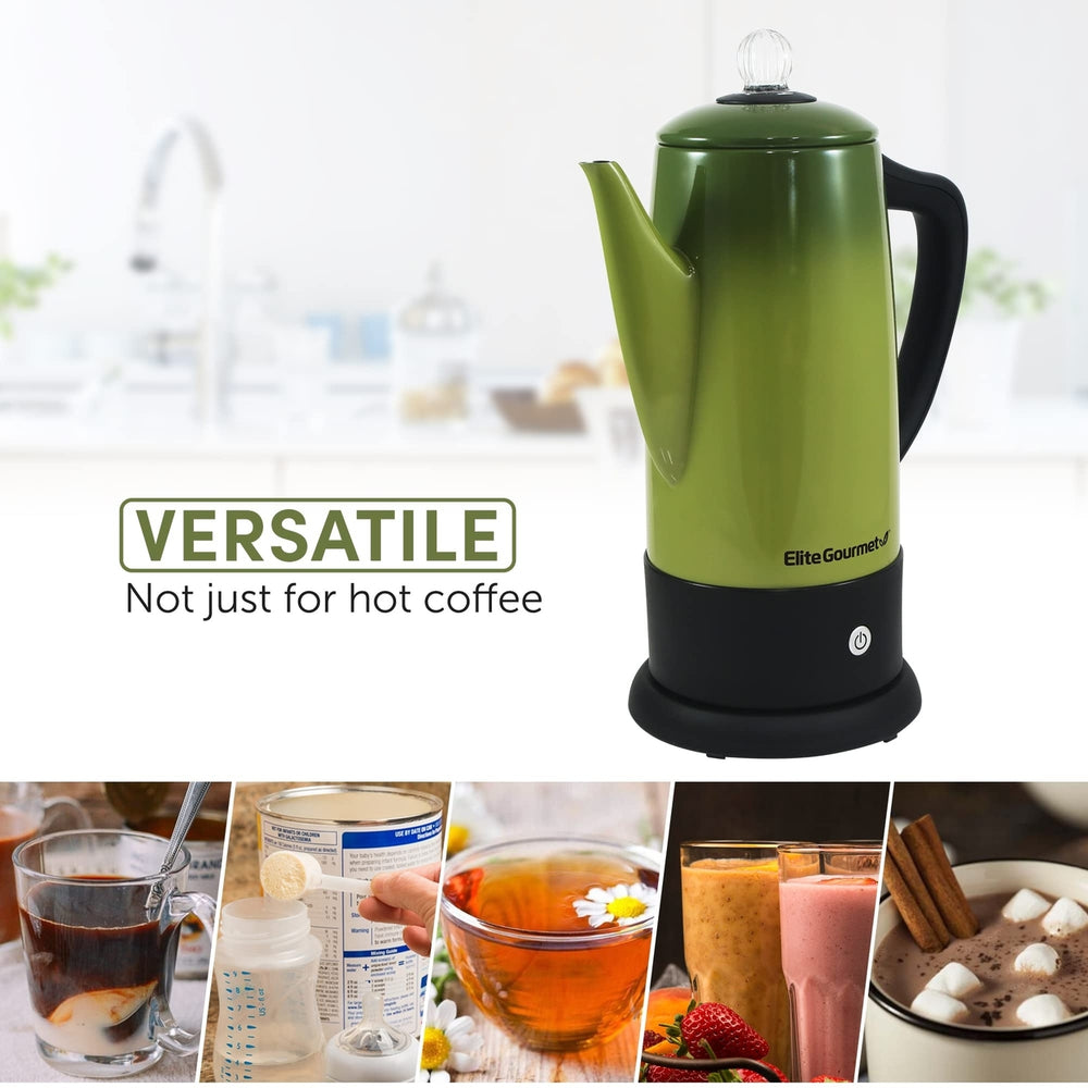 Elite Gourmet 12-Cup Stainless Steel Coffee Percolator - Green- Image 2