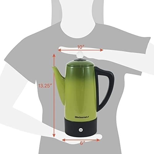 Elite Gourmet 12-Cup Stainless Steel Coffee Percolator - Green- Image 6