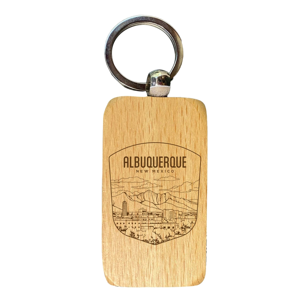 Albuquerque Mexico Souvenir 2.5x1-Inch Souvenir Engraved Wooden Keychain Image 1