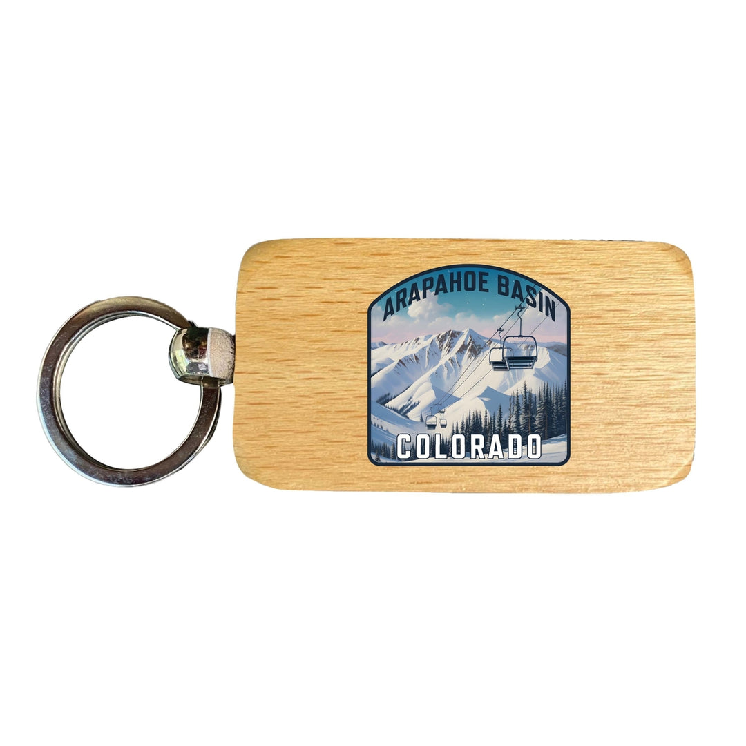 Arapahoe Basin Design B Souvenir 2.5x1-Inch Souvenir Wooden Keychain Image 1