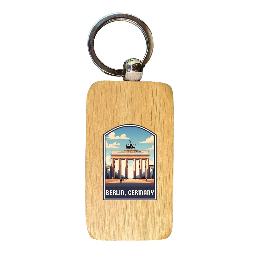 Berlin Germany Design A Souvenir 2.5x1-Inch Souvenir Wooden Keychain Image 1