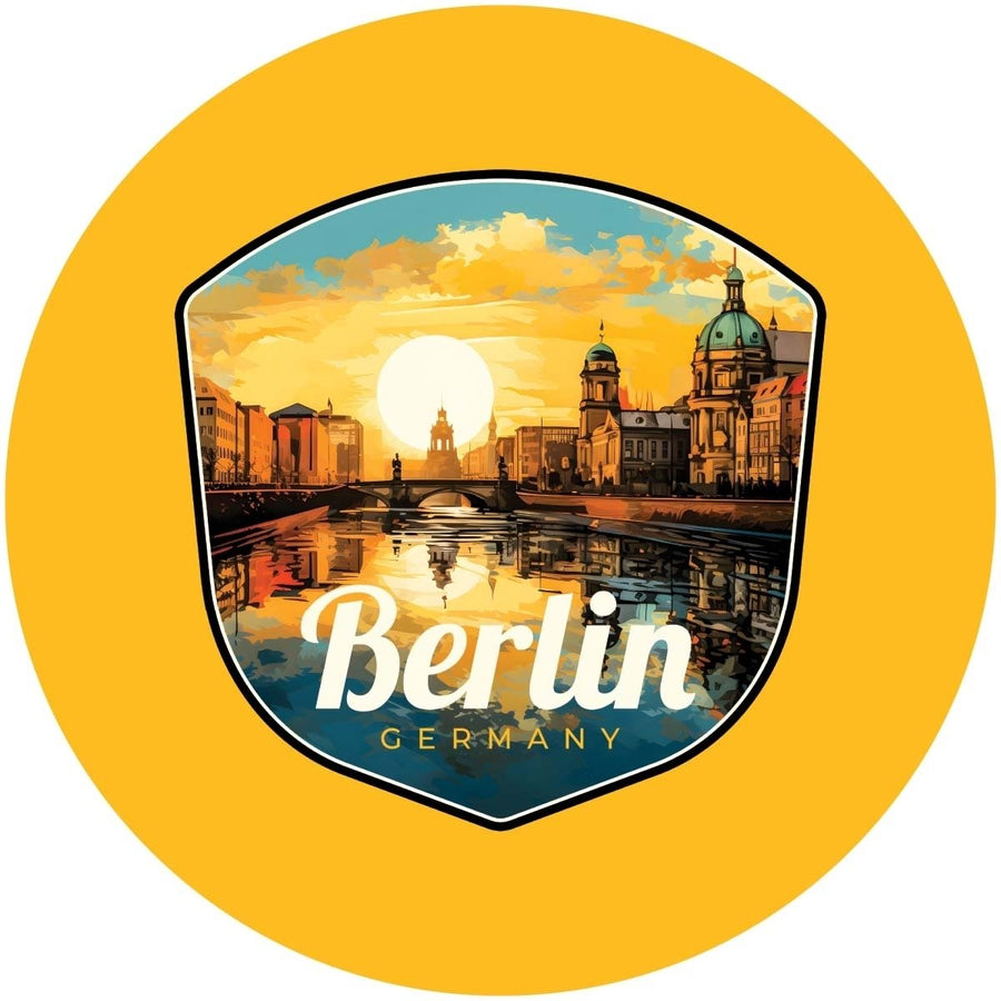 Berlin Germany Design C Souvenir Round Fridge Magnet Image 1
