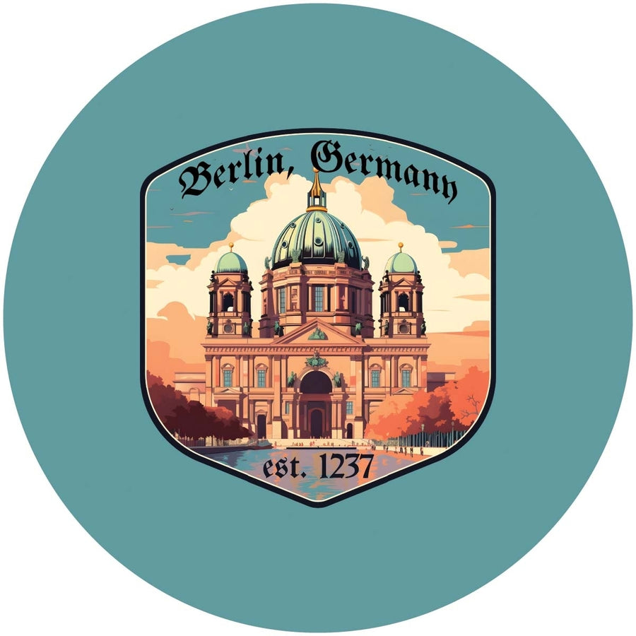 Berlin Germany Design B Souvenir Round Fridge Magnet Image 1