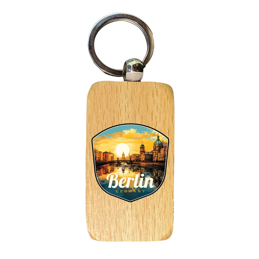 Berlin Germany Design C Souvenir 2.5x1-Inch Souvenir Wooden Keychain Image 1