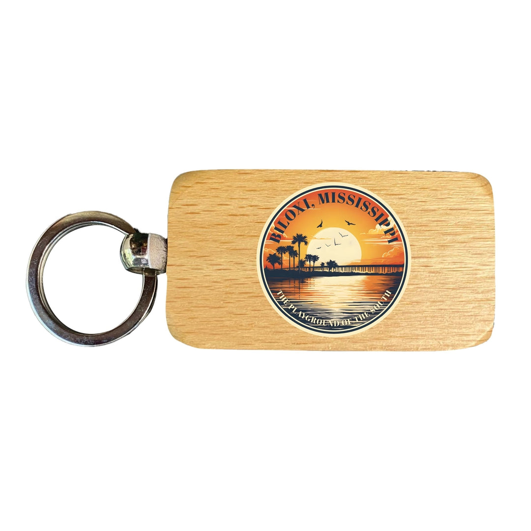 Biloxi Mississippi Design A Souvenir 2.5x1-Inch Souvenir Wooden Keychain Image 1