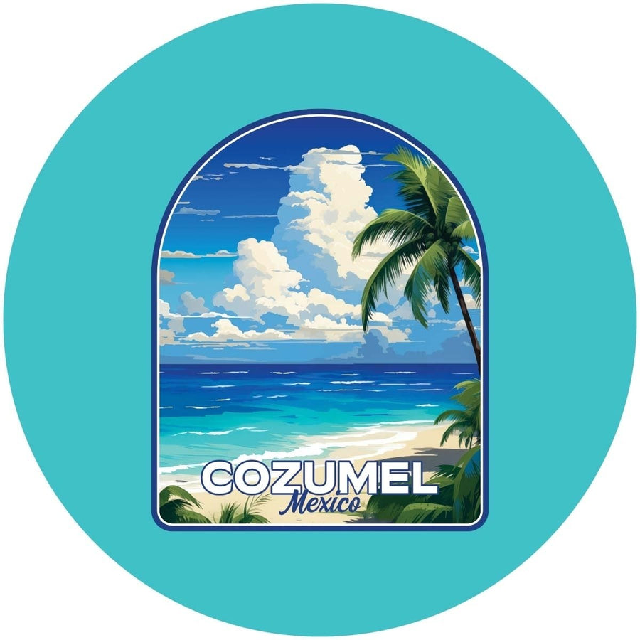 Cozumel Mexico Design C Souvenir Round Fridge Magnet Image 1