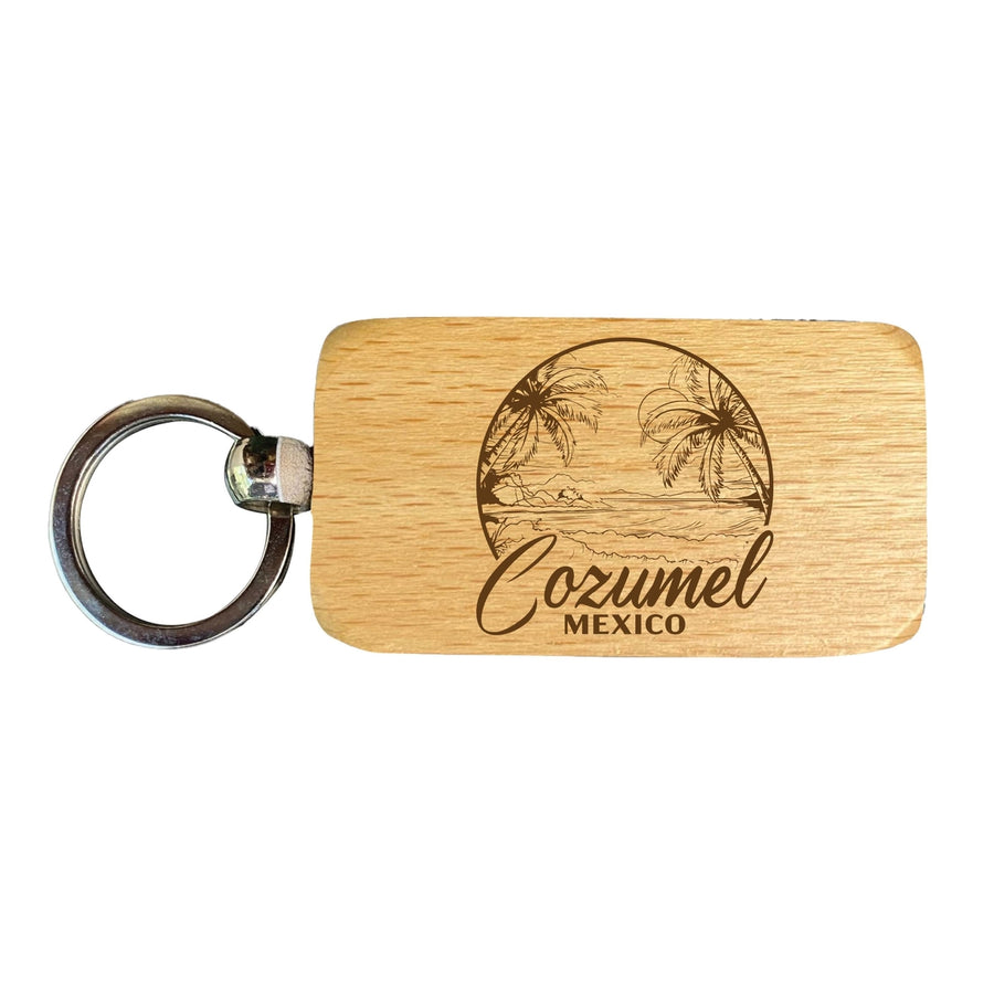 Cozumel Mexico Souvenir 2.5x1-Inch Souvenir Engraved Wooden Keychain Image 1