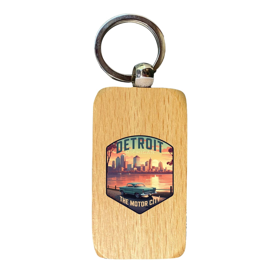 Detroit Michigan Design A Souvenir 2.5x1-Inch Souvenir Wooden Keychain Image 1