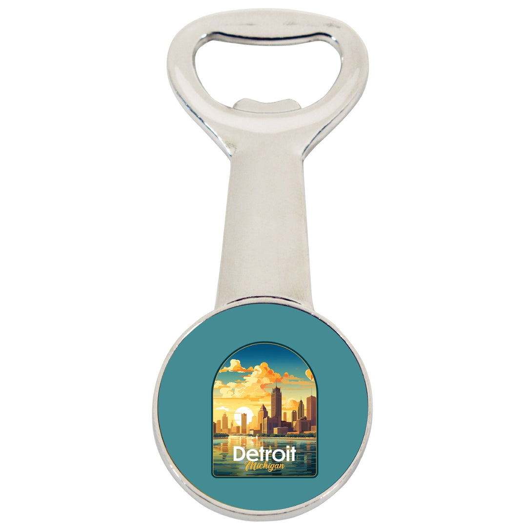 Detroit Michigan Design B Souvenir Magnetic Bottle Opener Image 1