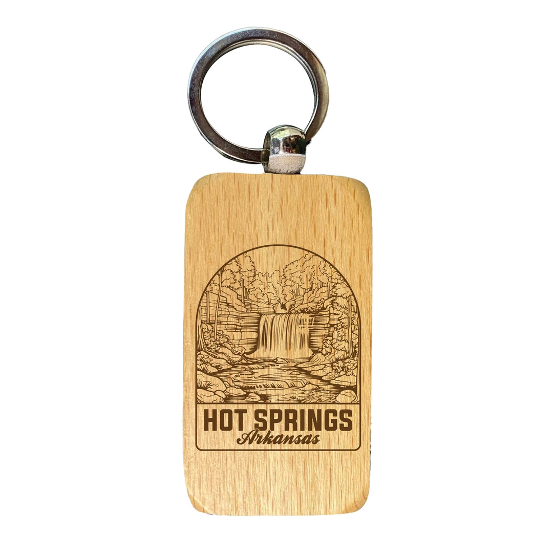 Hot Springs Arkansas Souvenir 2.5x1-Inch Souvenir Engraved Wooden Keychain Image 1