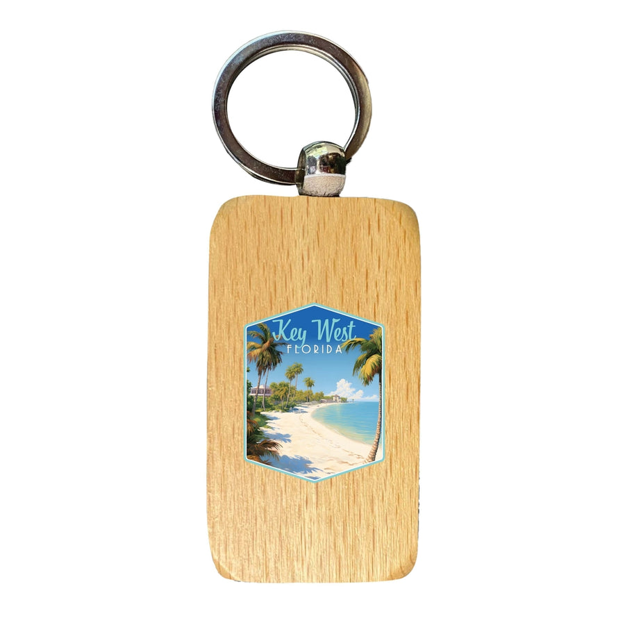 Key West Florida Design B Souvenir 2.5x1-Inch Souvenir Wooden Keychain Image 1