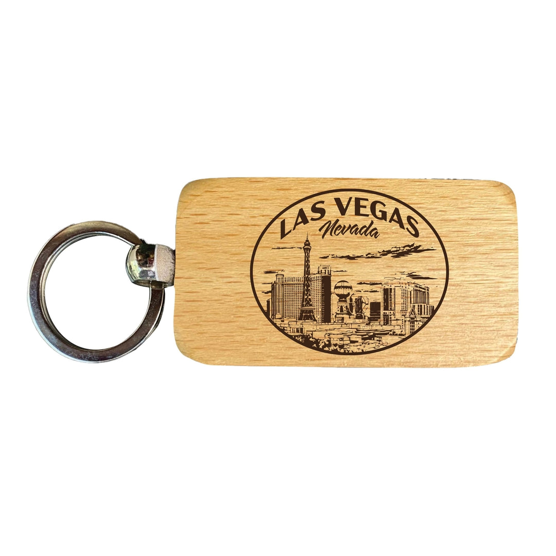 Las Vegas Nevada Souvenir 2.5x1-Inch Souvenir Engraved Wooden Keychain Image 1