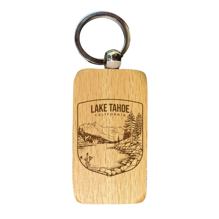 Lake Tahoe Califonia Souvenir 2.5x1-Inch Souvenir Engraved Wooden Keychain Image 1