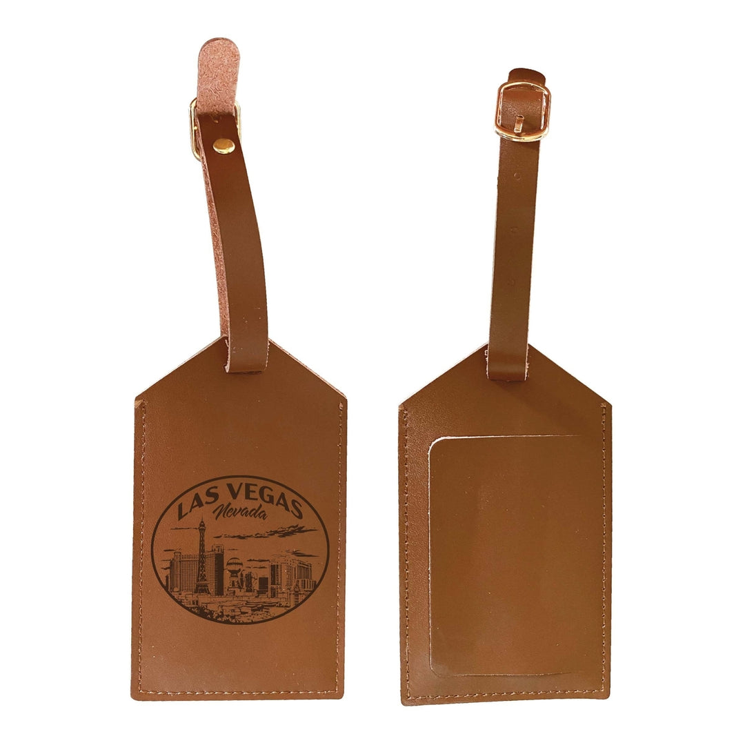 Las Vegas Nevada Souvenir Engraved Leather Luggage Tag Image 1