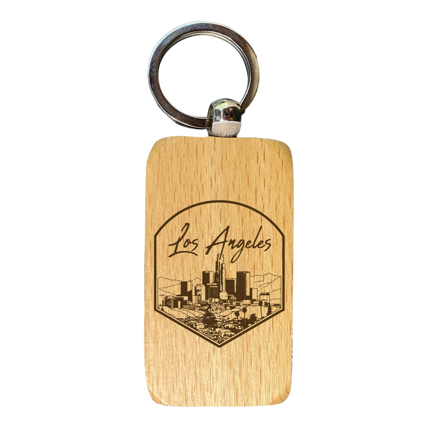 Los Angeles California Engraving 1 Souvenir 2.5x1-Inch Souvenir Engraved Wooden Keychain Image 1