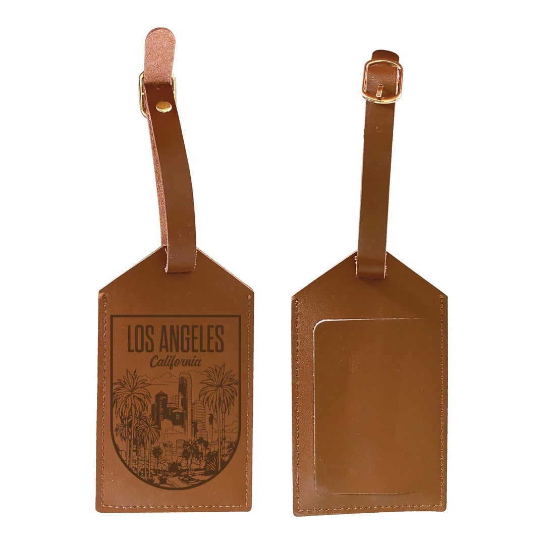 Los Angeles California Engraving 2 Souvenir Engraved Leather Luggage Tag Image 1