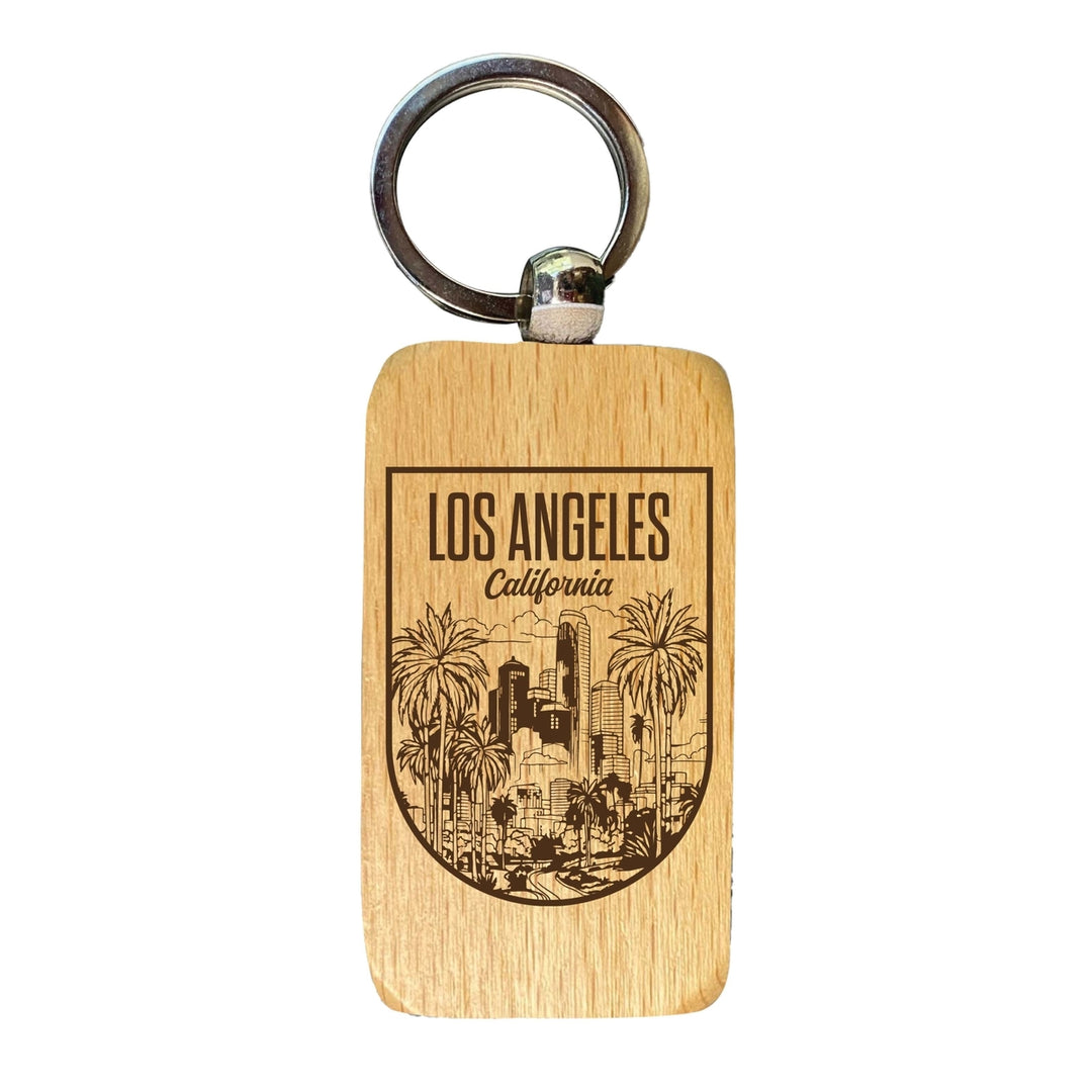 Los Angeles California Engraving 2 Souvenir 2.5x1-Inch Souvenir Engraved Wooden Keychain Image 1