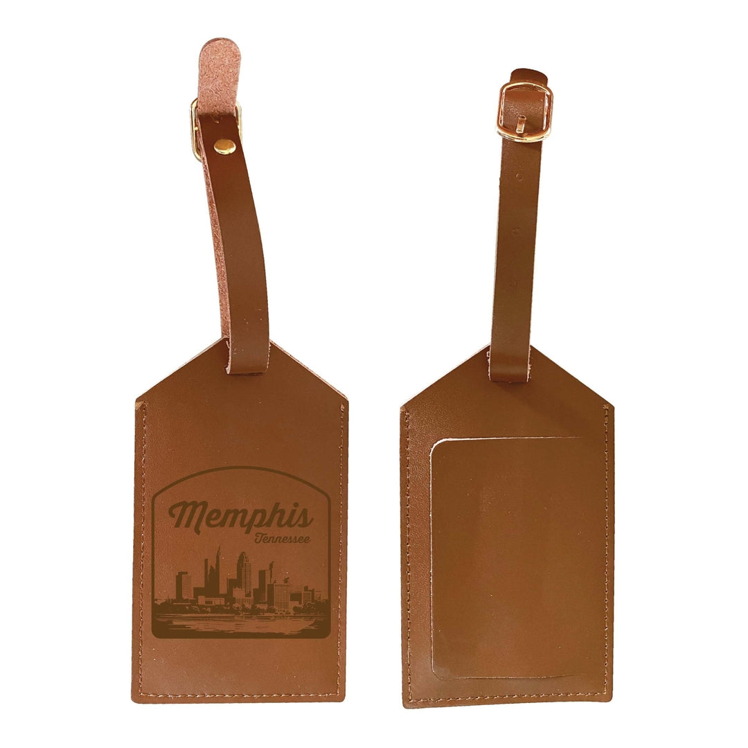 Memphis Tennessee Souvenir Engraved Leather Luggage Tag Image 1