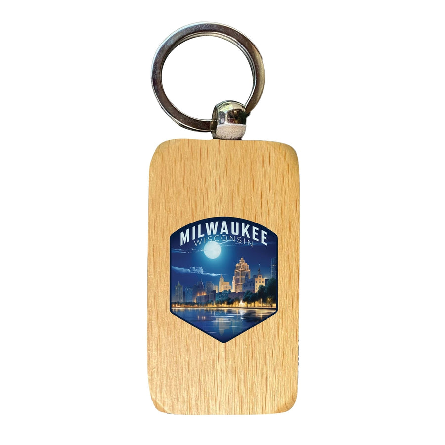 Milwaukee Wisconsin Design B Souvenir 2.5x1-Inch Souvenir Wooden Keychain Image 1