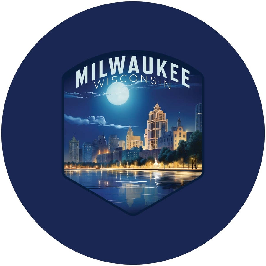 Milwaukee Wisconsin Design B Souvenir Round Fridge Magnet Image 1