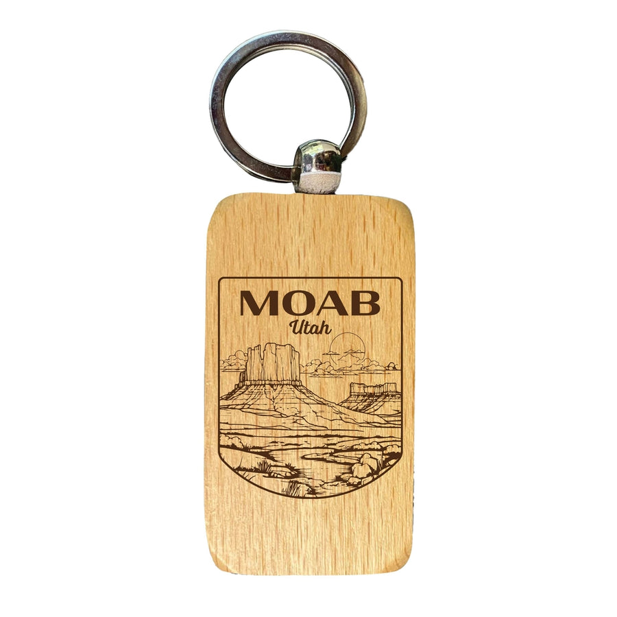 Moab Utah Souvenir 2.5x1-Inch Souvenir Engraved Wooden Keychain Image 1