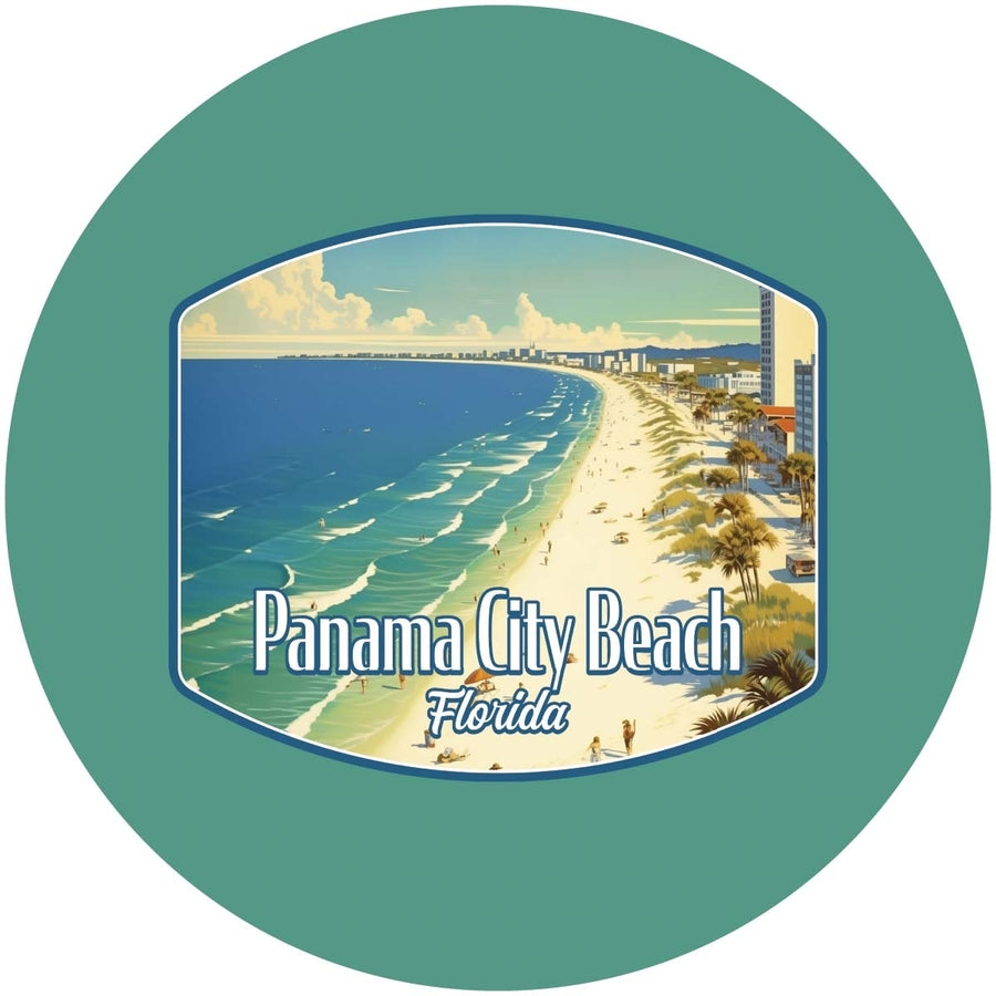 Panama City Beach Florida Design A Souvenir Round Fridge Magnet Image 1