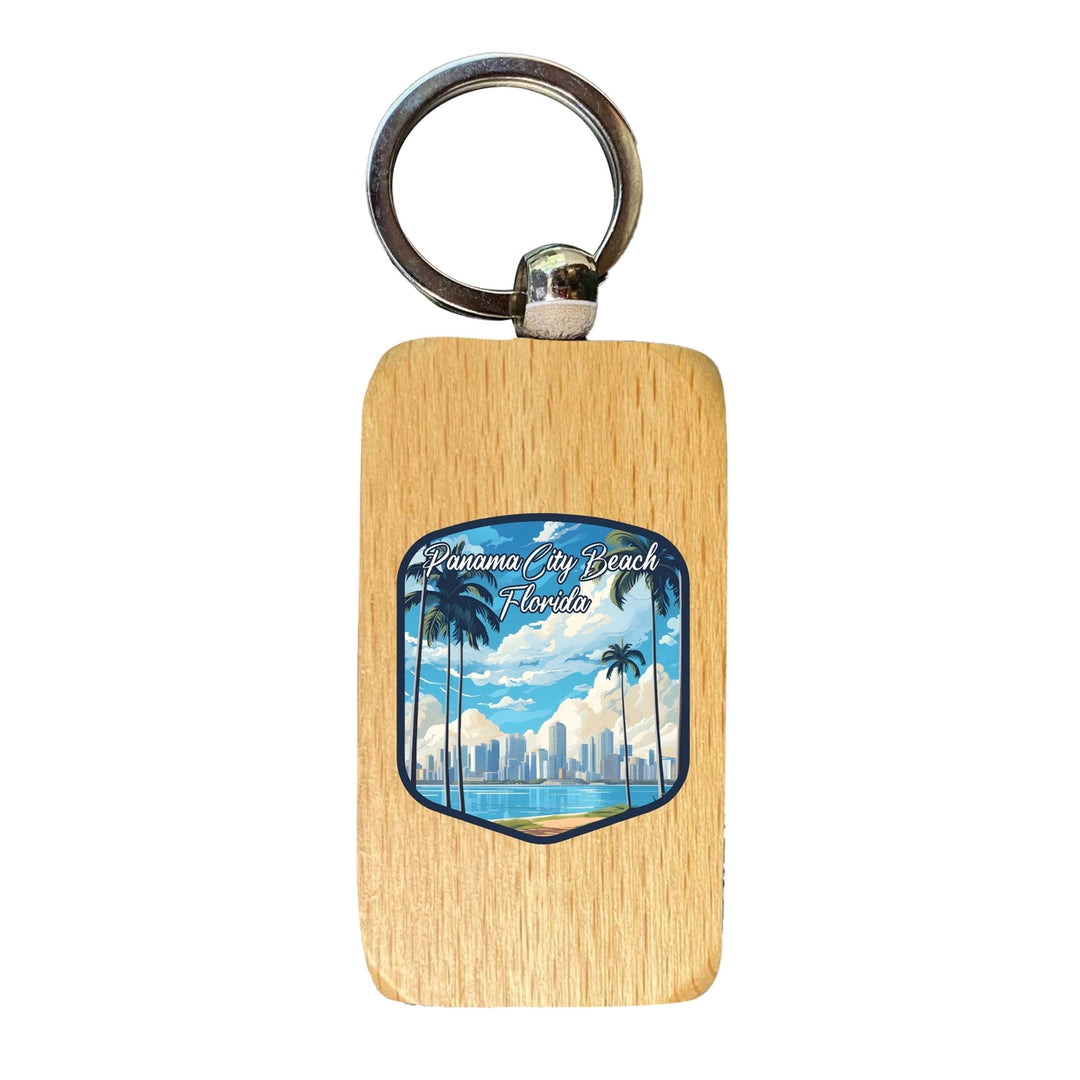 Panama City Beach Florida Design B Souvenir 2.5x1-Inch Souvenir Wooden Keychain Image 1