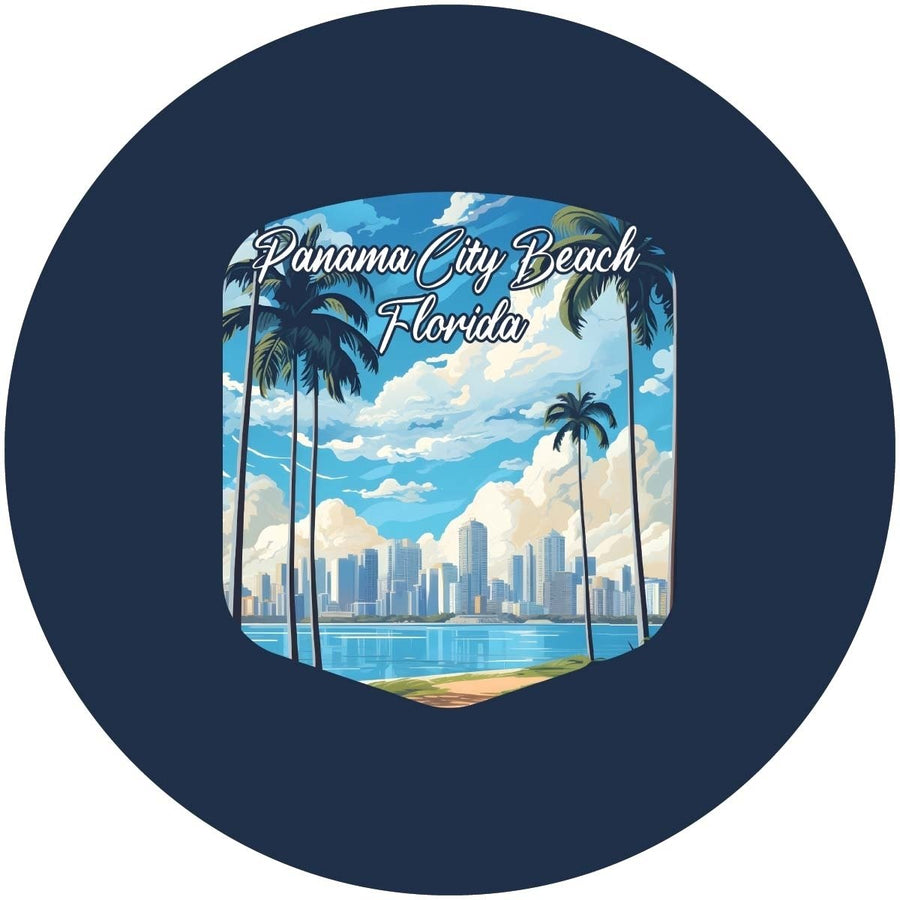 Panama City Beach Florida Design B Souvenir Round Fridge Magnet Image 1