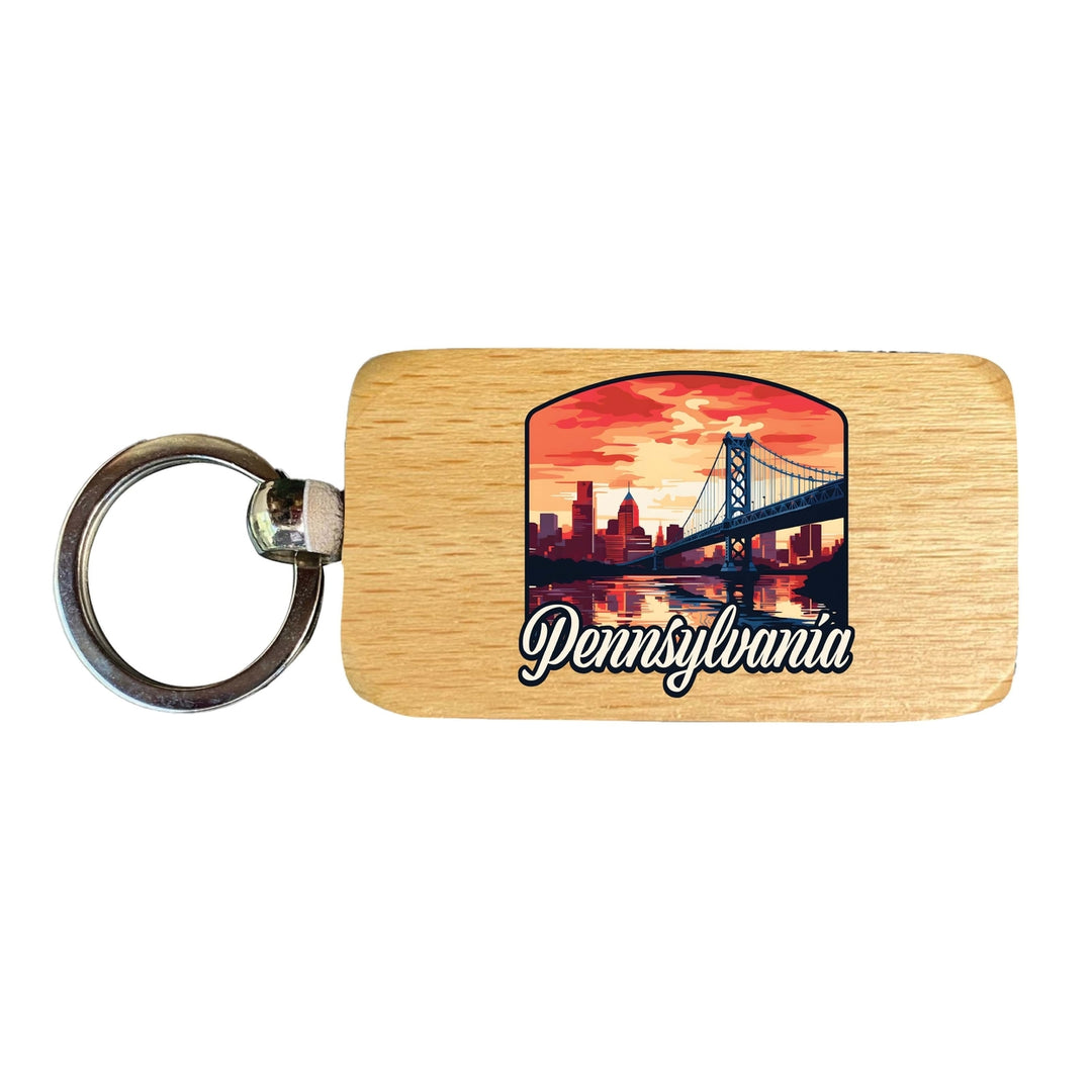 Pennsylvania Design A Souvenir 2.5x1-Inch Souvenir Wooden Keychain Image 1