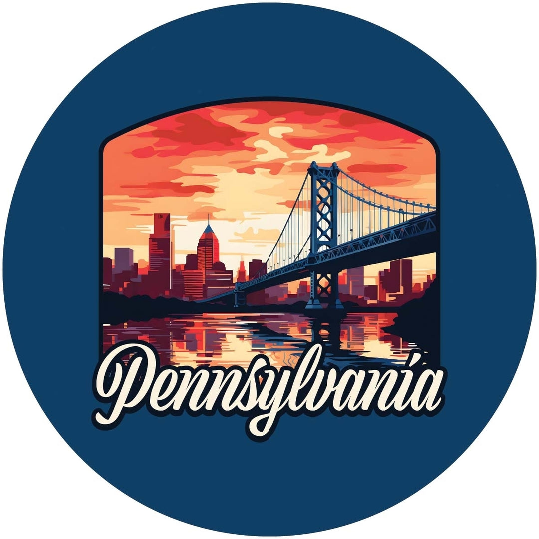 Pennsylvania Design A Souvenir Round Fridge Magnet Image 1