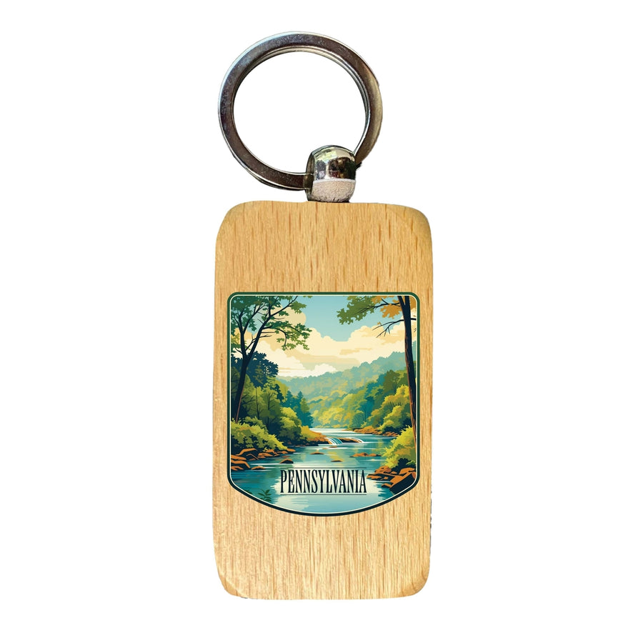 Pennsylvania Design B Souvenir 2.5x1-Inch Souvenir Wooden Keychain Image 1