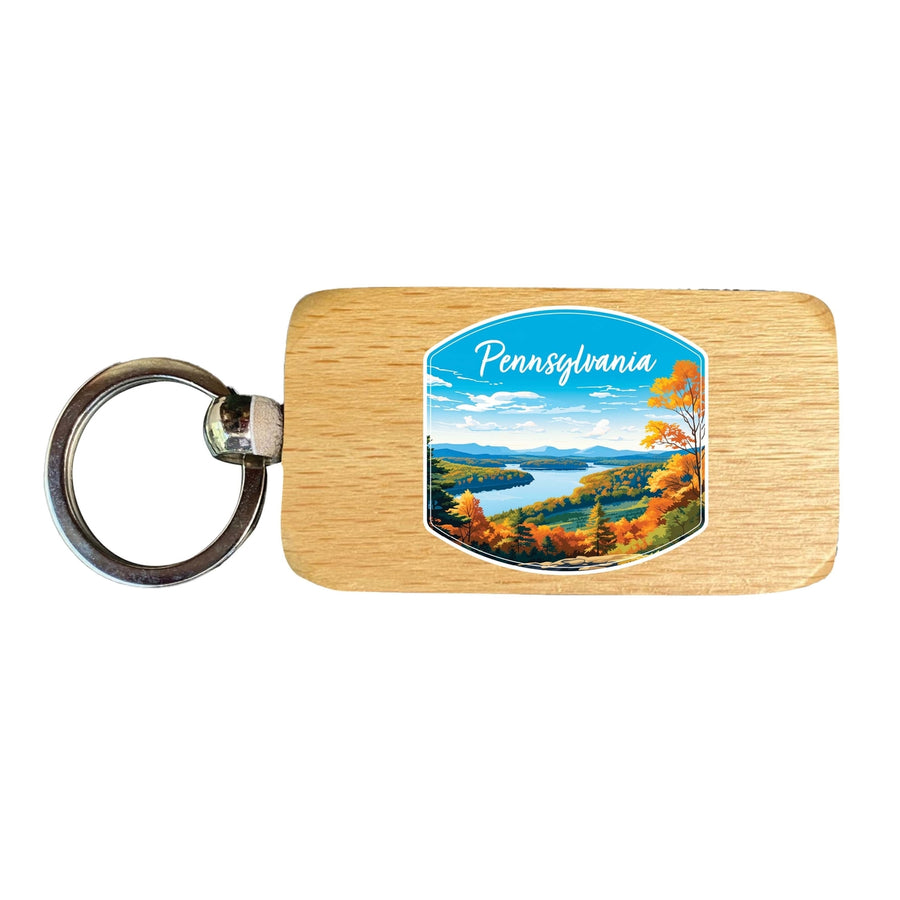 Pennsylvania Design C Souvenir 2.5x1-Inch Souvenir Wooden Keychain Image 1