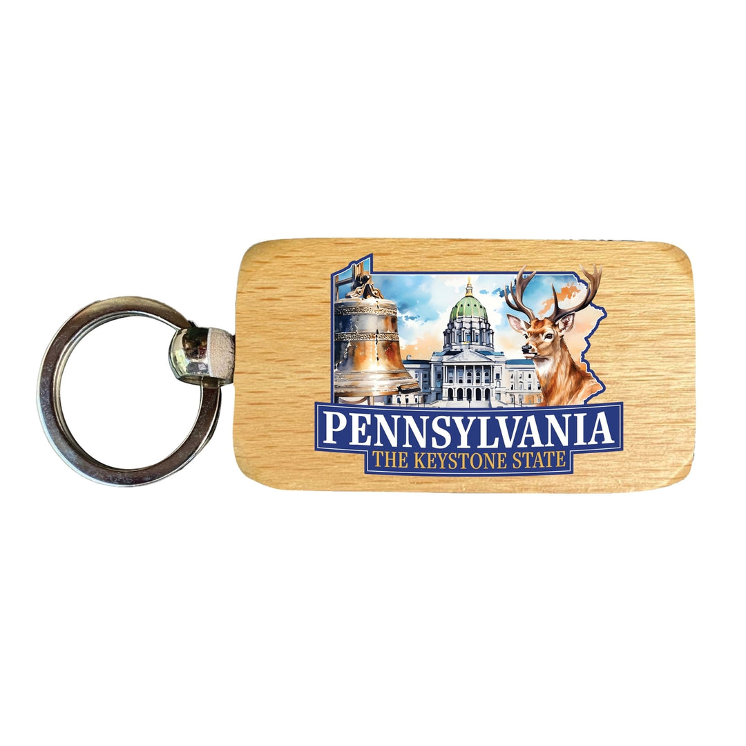 Pennsylvania Design D Souvenir 2.5x1-Inch Souvenir Wooden Keychain Image 1